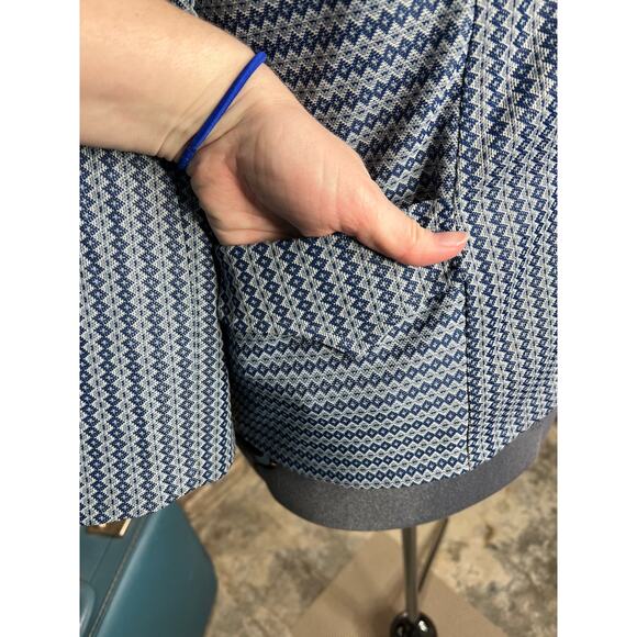 blazer blue geometric double knit polyester blue - Picture 4 of 14